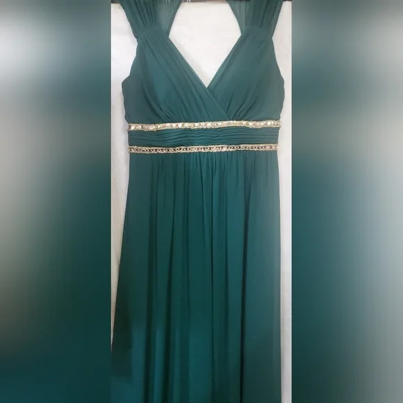 Ever-Pretty Women's Chiffon V Neck Cap Sleeve Backless Gown in Deep Green - Picture 7 of 8